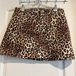 NWT Ultra Flirt Denim Brown Leopard Mini Skirt